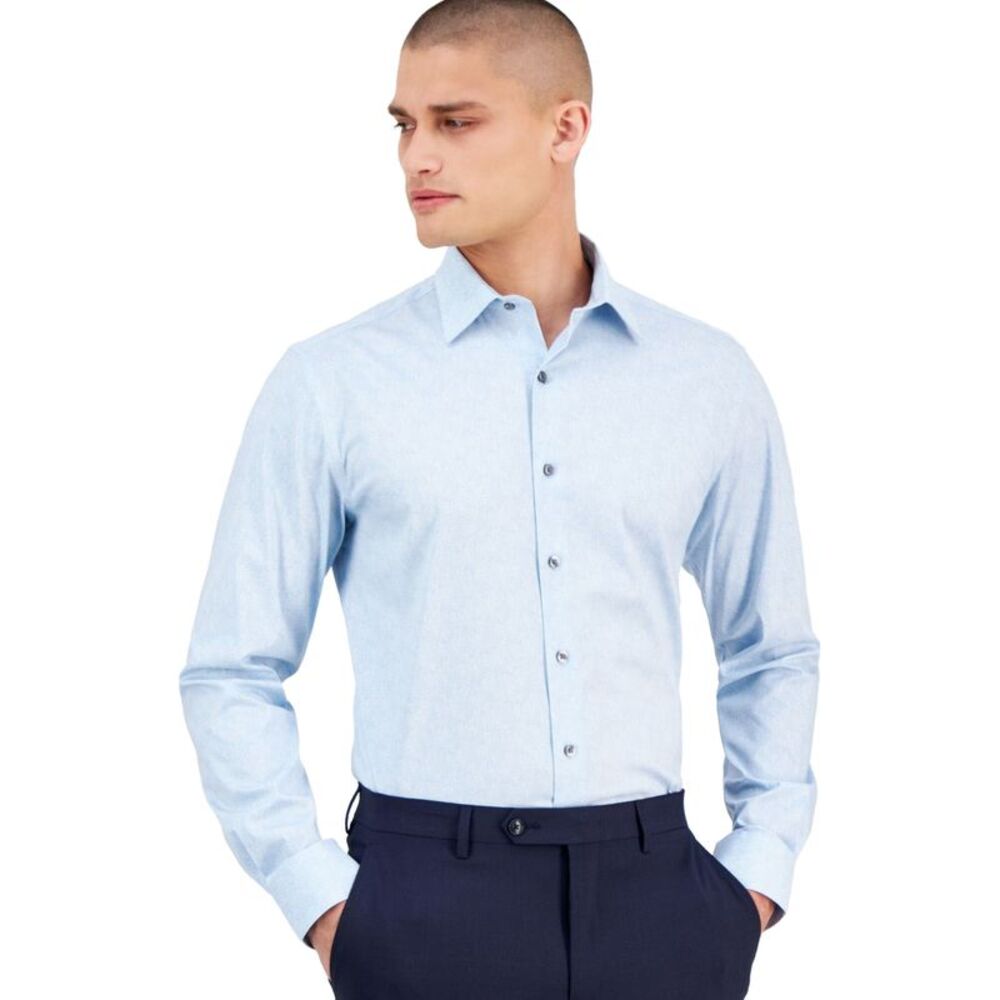 Alfani Mens Wave Brush-Print Button Down Dress Shirt, NWT